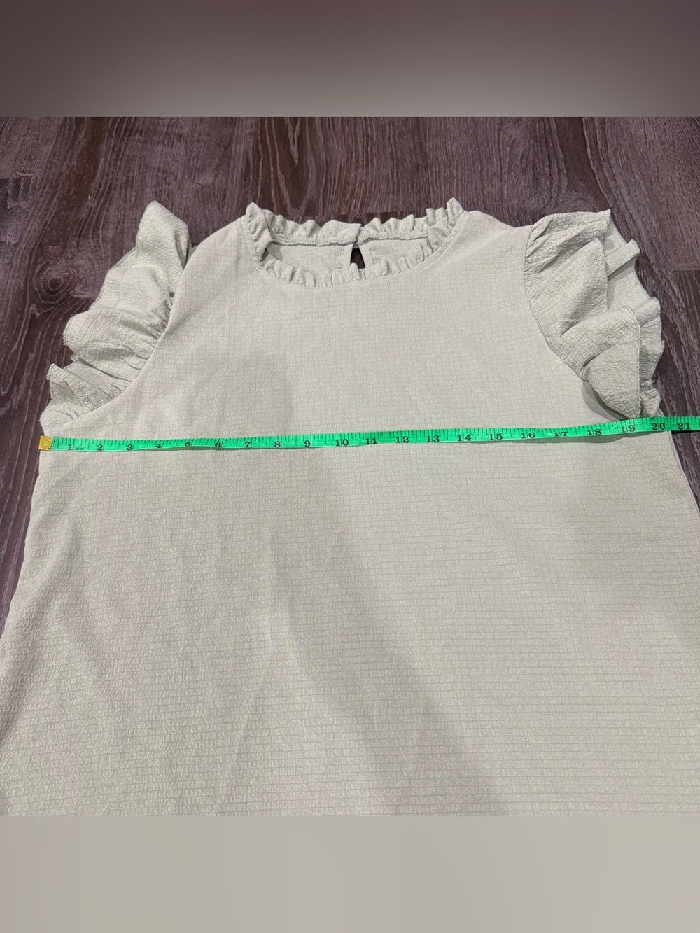 Shein Green Ruffle Short Sleeve Shirt - Picture 8 of 9
